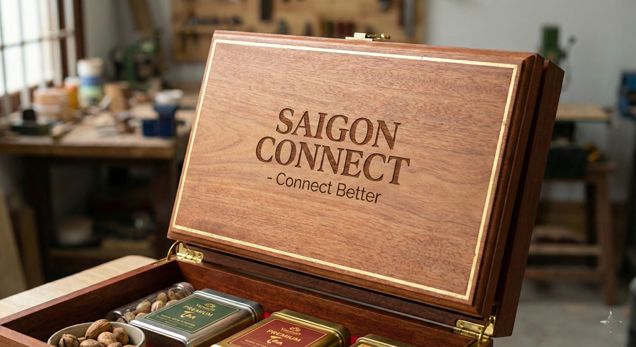 Hộp quà tết in logo doanh nghiệp sang trọng